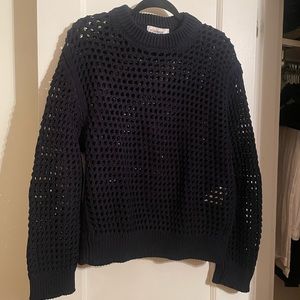 Jil Sander Navy Crochet Knit Sweater